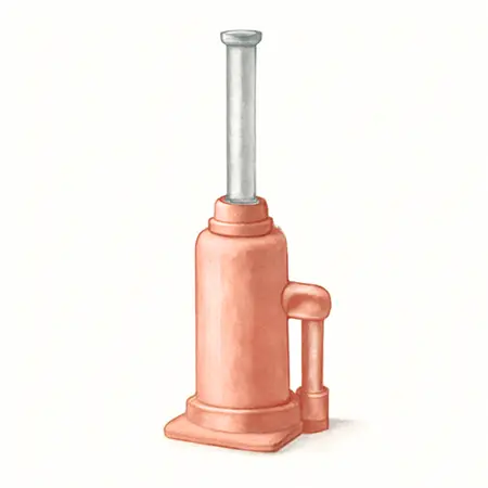 Water color illustrative image of a generic 3 Ton Long Ram Hydraulic Round Bottom Jack