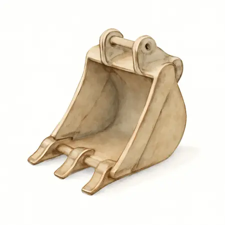 Water color illustrative image of a generic 3 Tooth Trencher Bucket