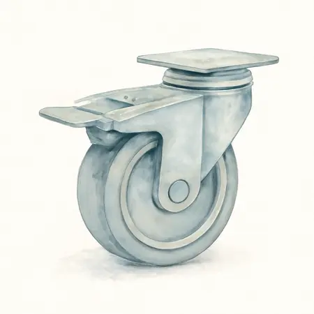 Water color illustrative image of a generic 3 in. Rubber Light Duty Swivel Caster with Brake