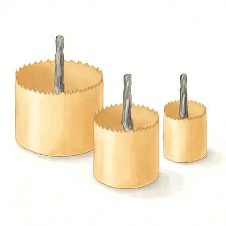 Water color illustrative image of a generic 3 in. - 4-1/4 in. Bi-Metal Hole Saw Assorted Set, 3 Pc.