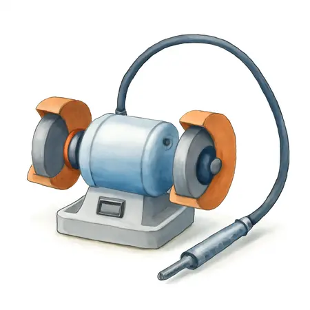 Water color illustrative image of a generic 3 in. Bench Grinder with Flex Shaft