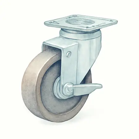 Water color illustrative image of a generic 3 in. Polyurethane Light Duty Swivel Caster with Brake