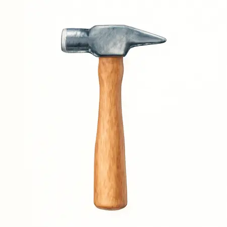 Water color illustrative image of a generic 3 lb. Hardwood Cross Pein Hammer