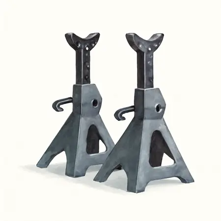Water color illustrative image of a generic 3 Ton Heavy Duty Ratcheting Jack Stands, Black