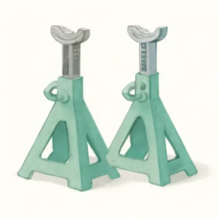 Water color illustrative image of a generic 3 Ton Heavy Duty Ratcheting Jack Stands, Green