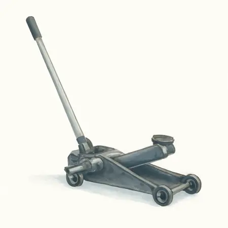 Water color illustrative image of a generic 3 ton Long-Reach Low-Profile Professional Floor Jack with RAPID PUMP, Black