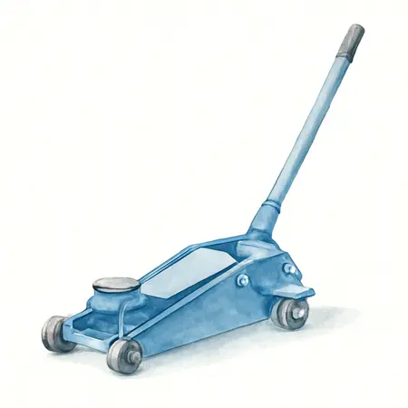 Water color illustrative image of a generic 3 ton Long-Reach Low-Profile Professional Floor Jack with RAPID PUMP, Blue