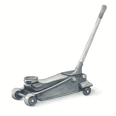 Water color illustrative image of a generic 3 ton Low-Profile Professional Floor Jack with RAPID PUMP, Black