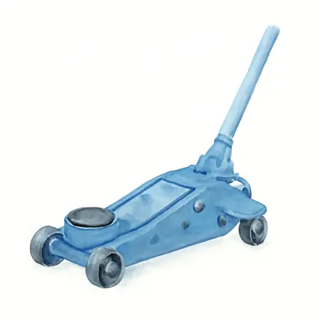 Water color illustrative image of a generic 3 ton Low-Profile Professional Floor Jack with RAPID PUMP, Blue