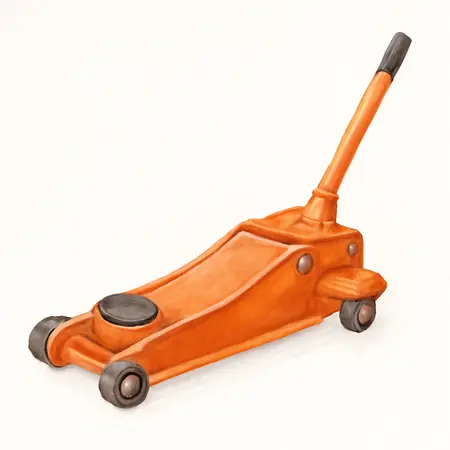 Water color illustrative image of a generic 3 ton Low-Profile Professional Floor Jack with RAPID PUMP, Orange