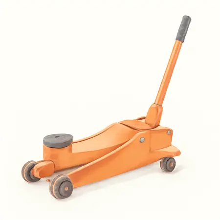 Water color illustrative image of a generic 3 ton Low-Profile Super Duty Floor Jack with RAPID PUMP, Sunburst Metallic Orange