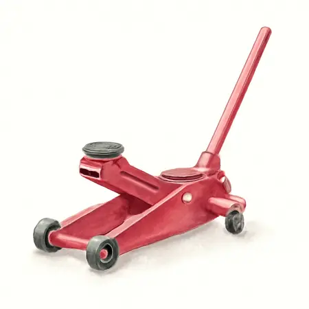 Water color illustrative image of a generic 3 ton Low-Profile Super Duty Floor Jack with RAPID PUMP, Candy Apple Metallic Red