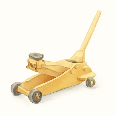 Water color illustrative image of a generic 3 ton Low-Profile Super Duty Floor Jack with RAPID PUMP, Yellow