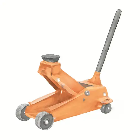 Water color illustrative image of a generic 3 ton Professional Floor Jack with RAPID PUMP, Orange