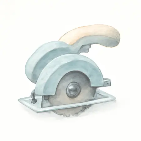 Water color illustrative image of a generic 5.8 Amp 4-1/2 in.  Compact Circular Saw