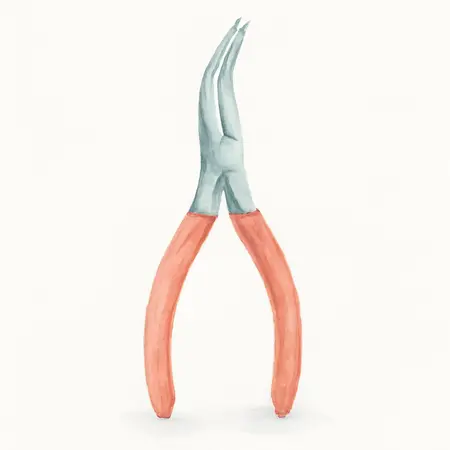 Water color illustrative image of a generic 4-3/4 in. Bent Long Nose Pliers