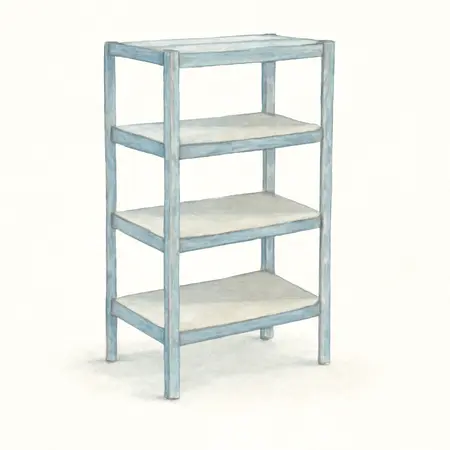 Water color illustrative image of a generic 4-Tier Shelf Rack