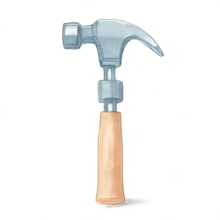 Water color illustrative image of a generic 4-in-1 Quick Change Multi Head Hammer