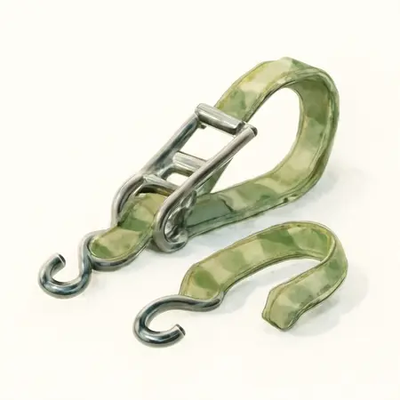 Water color illustrative image of a generic 400 lb. Capacity 1 in. x 8 ft. Camouflage Ratcheting Tie Downs, 4 Pack