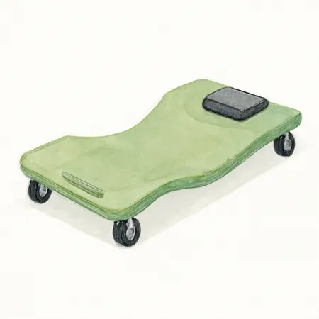 Water color illustrative image of a generic PITTSBURGH 300 lb. Capacity Low-Profile Creeper, Green