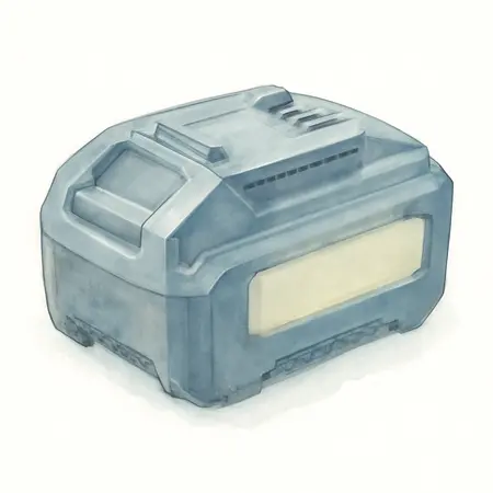 Water color illustrative image of a generic 40V 2.5 Ah Lithium Battery