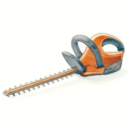 Water color illustrative image of a generic 40v Lithium-Ion Cordless 24 in.  Hedge Trimmer- Tool Only