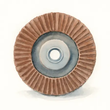 Water color illustrative image of a generic 4-1/2 in. x 5/8 in.-11 80-Grit Type 29 Flap Disc with Plastic Backing and Ceramic Grain