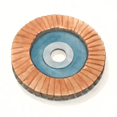 Water color illustrative image of a generic 4-1/2 in. x 7/8 in. 36-Grit Type 29 Flap Disc with Plastic Backing and Ceramic Grain