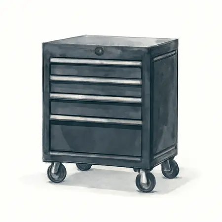 Water color illustrative image of a generic U.S. GENERAL 42 in. x 22 in. Roll Cab, Series 3, Black