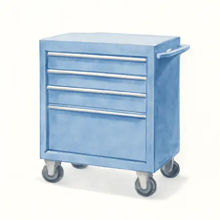 Water color illustrative image of a generic U.S. GENERAL 42 in. x 22 in. Roll Cab, Series 3, Blue