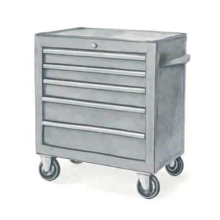 Water color illustrative image of a generic U.S. GENERAL 42 in. x 22 in. Roll Cab, Series 3, Slate Gray