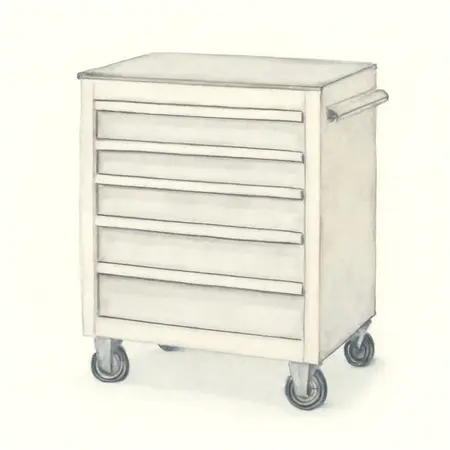 Water color illustrative image of a generic U.S. GENERAL 42 in. x 22 in. Roll Cab, Series 3, White