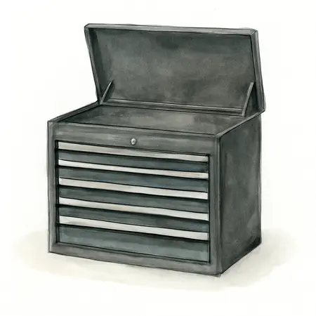 Water color illustrative image of a generic 42 in. x 22 in. Top Chest, Series 3, Black