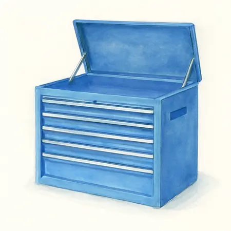Water color illustrative image of a generic 42 in. x 22 in. Top Chest, Series 3, Blue