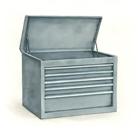 Water color illustrative image of a generic 42 in. x 22 in. Top Chest, Series 3, Slate Gray