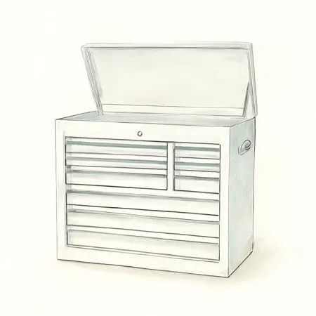 Water color illustrative image of a generic 42 in. x 22 in. Top Chest, Series 3, White