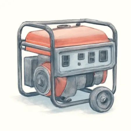 Water color illustrative image of a generic 4375 Watt Gas Powered Portable Generator with CO SECURE Technology, EPA