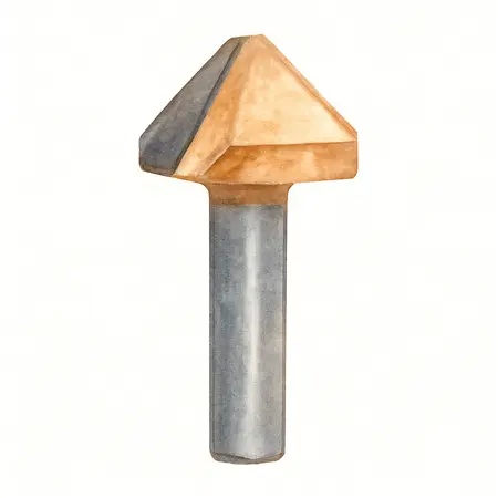 Water color illustrative image of a generic 45° Chamfer Router Bit with 1/4 in. Shank