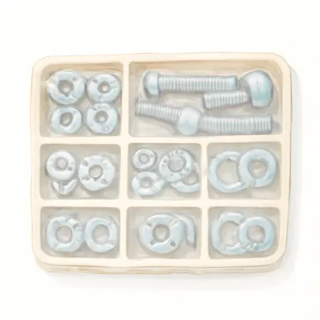 Water color illustrative image of a generic 460 Piece Nut and Washer Assortment