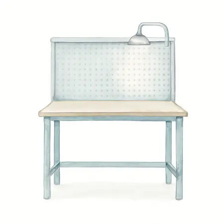 Water color illustrative image of a generic 48 in. Workbench with Light