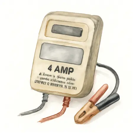 Water color illustrative image of a generic 4 Amp Fully Automatic Microprocessor Controlled Battery Charger/Maintainer