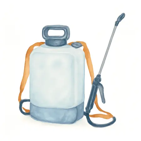 Water color illustrative image of a generic 4 Gallon Backpack Chemical Sprayer
