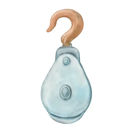 Water color illustrative image of a generic 4 in. 1-1/2 ton Capacity Aluminum Sheave Block With Hook