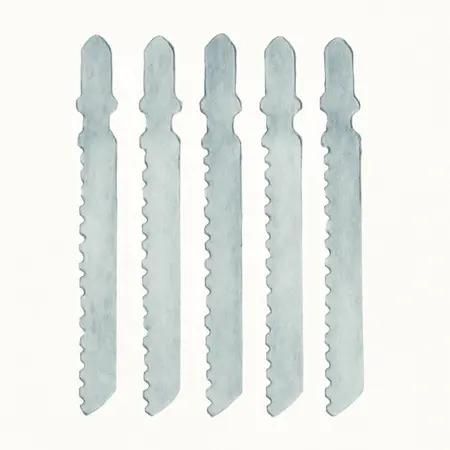 Water color illustrative image of a generic 4 in. 10 TPI T-shank General Purpose Metal High Speed Steel Jig Saw Blades, 5 Pack