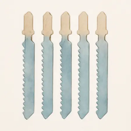 Water color illustrative image of a generic 4 in. 6 TPI T-shank Clean Wood Jig Saw Blades, 5 Pack