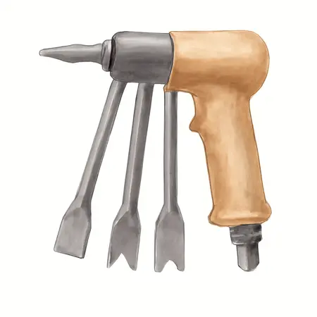 Water color illustrative image of a generic 4 in. Short Air Chisel Set, 4 Piece