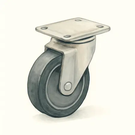 Water color illustrative image of a generic 4 in. Solid Rubber Swivel Caster