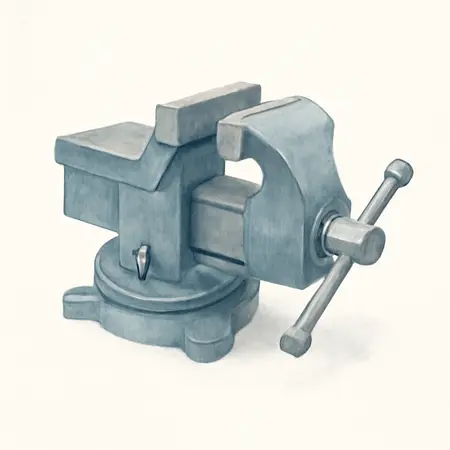 Water color illustrative image of a generic 4-1/2 in. Swivel Vise with Anvil and Pipe Jaw