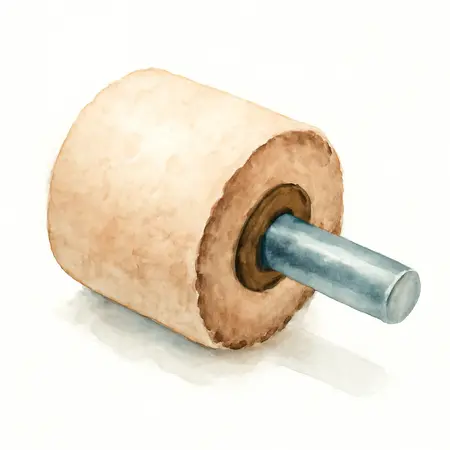 Water color illustrative image of a generic 4 in.  x 4 in.  x 3/4 in.  120 Grit Interleaved Finishing Drum