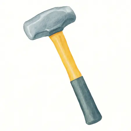 Water color illustrative image of a generic 4 lb. Fiberglass Drilling Hammer